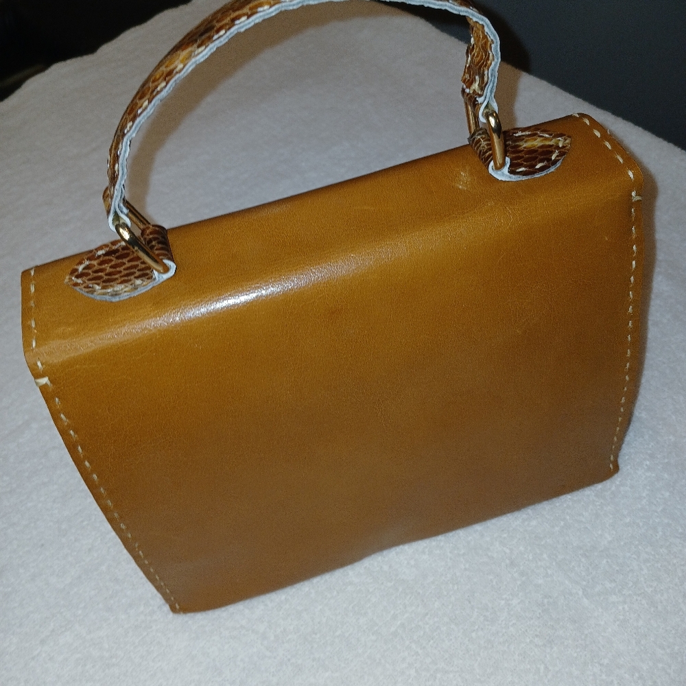 Kasanova 25 Women's Mango And Snake Skin Leather Handbag - Picture 4 of 8